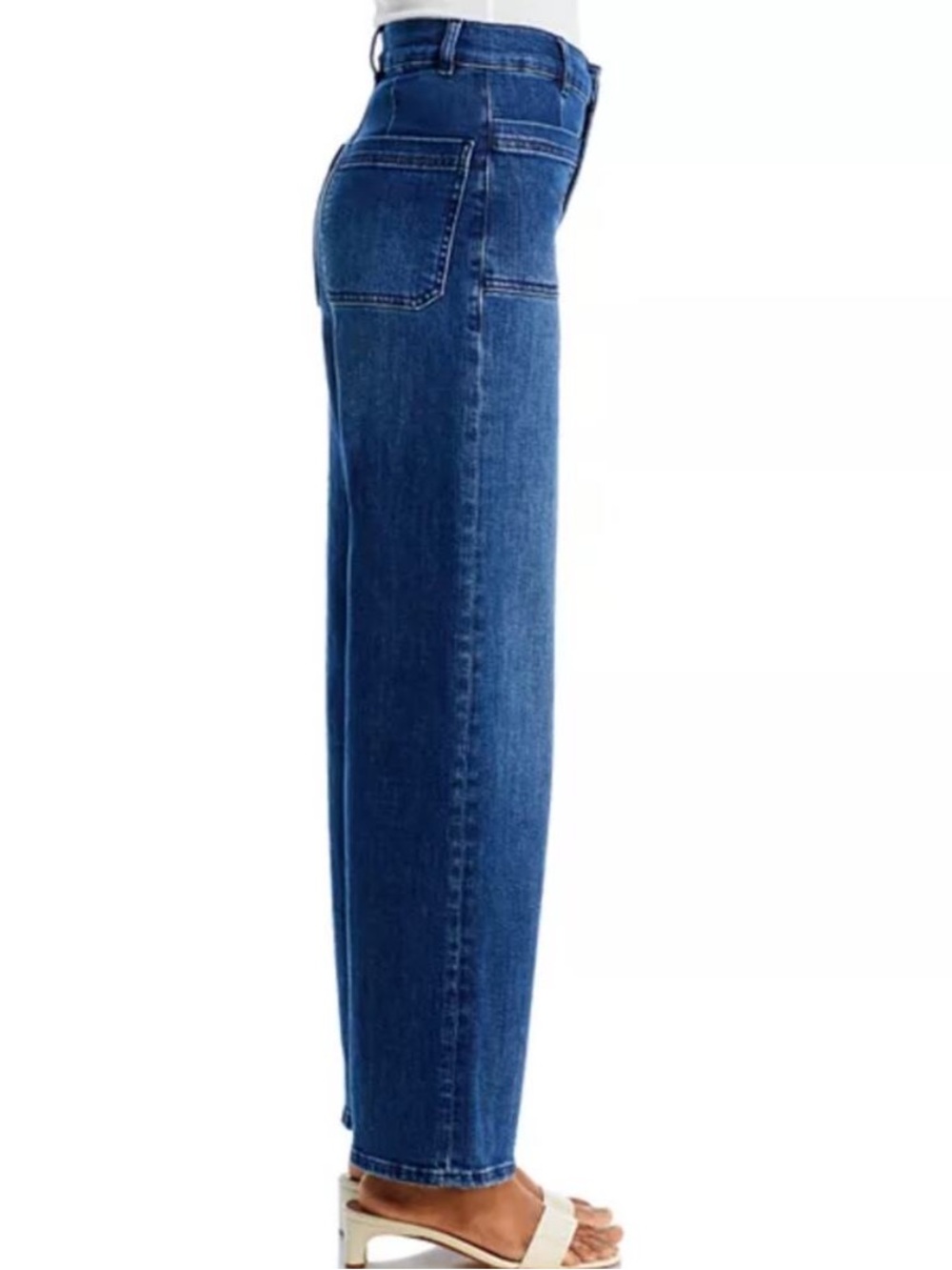 FRAME Le Slim Patch Pocket Palazzo Jeans Thunderstorm Comfort Stretch Denim 27 - Picture 3 of 12